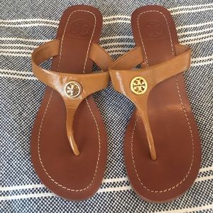 Neutral Tory Burch wedge sandal